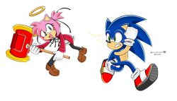 Rule 34 | amy rose, angel, chasing, hammer, running, scared, sonic (series), specialzone, yandere