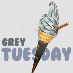 Rule 34 | english text, food, food focus, grey background, ice cream, ice cream cone, le delicatessen, no humans, original, simple background, soft serve, sparkle, still life, tuesday