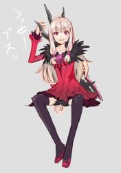 Rule 34 | 1girl, agria (tales), breasts, clenched teeth, dress, freckles, fur, grey hair, long hair, open mouth, panties, pink eyes, shoes, tales of (series), tales of xillia, teeth, thighhighs, underwear, weapon