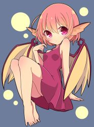 Rule 34 | 1girl, absurdres, alternate costume, animal ears, bare arms, bare legs, barefoot, bird wings, blush, breasts, commentary request, dress, full body, highres, inon, looking at viewer, mystia lorelei, no headwear, pink dress, pink eyes, pink hair, short hair, sleeveless, sleeveless dress, small breasts, solo, touhou, wings