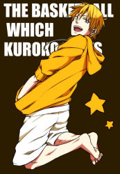 Rule 34 | 1boy, blonde hair, jacket, kise ryouta, kuroko no basuke, male focus, open mouth, solo, star (symbol), yellow eyes