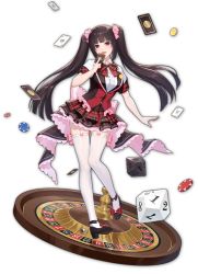 Rule 34 | 1girl, artist request, black footwear, bow, bowtie, brown hair, card, dice, game cg, highres, hime cut, holding, holding card, jabami yumeko, kakegurui, looking at viewer, mahjong, mahjong soul, mahjong tile, nail polish, official art, open mouth, plaid, plaid skirt, playing card, poker chip, red bow, red eyes, red nails, roulette, shirt, simple background, skirt, thigh gap, thigh strap, thighhighs, thighs, third-party source, transparent background, twintails, white shirt, white thighhighs, yostar, zettai ryouiki