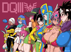 Rule 34 | armor, ass, bikini armor, breasts, cleavage, dragon quest, dragon quest iii, fighter (dq3), hat, heroine (dq3), huge ass, huge breasts, jester (dq3), long hair, looking at viewer, mage (dq3), multiple girls, onomeshin, priest (dq3), roto (dq3), sage (dq3), short hair, soldier (dq3), square enix, thief (dq3), witch hat
