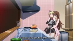 Rule 34 | 1boy, 1girl, aki sora, animal ears, animated, anime screenshot, aoi aki, aoi sora, behind another, belly, biting, black gloves, blonde hair, brother and sister, brown eyes, brown hair, cat ears, cat tail, ear licking, elbow gloves, femdom, gloves, hand up, hug, incest, indoors, interior, kitchen, licking, long hair, navel, older sister, pale skin, pink shirt, shirt, short hair, siblings, skirt, sound, tagme, tail, trap, underwear, video