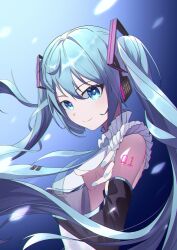 Rule 34 | 1girl, absurdres, dowal, floating neckwear, green eyes, green hair, green nails, green necktie, hatsune miku, highres, long hair, looking at viewer, miku day, necktie, shirt, twintails, vocaloid, white shirt