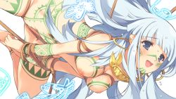 Rule 34 | 1girl, evenicle, game cg, nipples, nude, rope, grey eyes, silver hair, uncensored