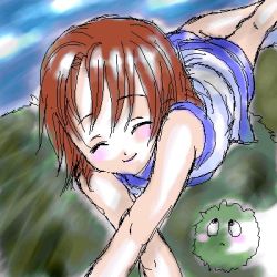 Rule 34 | 1girl, brown hair, closed eyes, game console, lowres, shana (dragoon), short hair, shorts, smile, the legend of dragoon