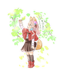Rule 34 | 1girl, :d, animal, animal ear fluff, animal ears, animal on shoulder, arm up, bird, bird on shoulder, black skirt, black socks, blue flower, bluebird, blush, boots, branch, brown eyes, capelet, commentary request, flower, frilled skirt, frills, full body, hair flower, hair ornament, hair ribbon, holding, holding leaf, hood, hood down, hooded capelet, kneehighs, leaf, long hair, long sleeves, looking away, open mouth, original, pink flower, pink hair, pleated skirt, profile, red capelet, red footwear, red ribbon, ribbon, shirt, skirt, sleeves past wrists, smile, socks, solo, standing, tail, translation request, wataame27, white background, white shirt, wolf-chan (wataame27), wolf ears, wolf girl, wolf tail