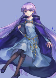 Rule 34 | 1girl, absurdly long hair, absurdres, bad id, bad pixiv id, belly chain, black legwear, blue background, blue dress, book, cloak, collarbone, dress, fire emblem, fire emblem: the binding blade, highres, holding, holding book, huge filesize, jewelry, lavender dress, long dress, long hair, long sleeves, mesz410, nintendo, purple cloak, purple eyes, purple hair, simple background, smile, solo, sophia (fire emblem), very long hair