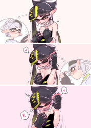Rule 34 | 2girls, absurdres, bare shoulders, black gloves, black hair, blush, breasts, brown eyes, callie (splatoon), closed eyes, cousins, cross-shaped pupils, ear blush, eargasm, earrings, female masturbation, furrowed brow, gloves, gradient hair, green hair, groping, heart, highres, incest, inkling, irohasu (csah8525), jewelry, marie (splatoon), masturbation, mole, mole under eye, multicolored hair, multiple girls, neck ring, nintendo, open mouth, pointy ears, rubbing ears, small breasts, speech bubble, splatoon (series), splatoon 3, spoken heart, symbol-shaped pupils, teeth, tentacle hair, thought bubble, two-tone hair, uncommon stimulation