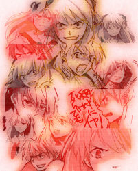 Rule 34 | 1girl, face, monochrome, montage, neon genesis evangelion, nogoodlife, open mouth, red theme, sepia, souryuu asuka langley