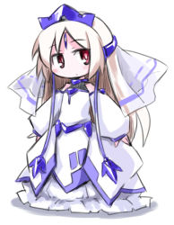 Rule 34 | 1girl, alternate costume, blush, detached sleeves, exice-zero, kugelschreiber, original, red eyes, simple background, solo, white background