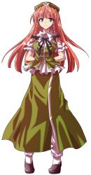 Rule 34 | 1girl, alphes (style), arms behind back, bad id, bad pixiv id, blue eyes, braid, breasts, chinese clothes, dairi, female focus, full body, hair ribbon, hat, highres, hong meiling, large breasts, long hair, looking at viewer, pants, parody, puffy sleeves, red hair, ribbon, shirt, short sleeves, skirt, skirt set, smile, solo, star (symbol), style parody, touhou, transparent background, twin braids, very long hair, vest