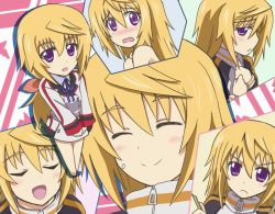 Rule 34 | 10s, 1girl, ^ ^, angry, bad id, bad pixiv id, blonde hair, blush, charlotte dunois, closed eyes, embarrassed, expressions, closed eyes, infinite stratos, jacket, long hair, open mouth, purple eyes, reverse (artist), reverse (bluefencer), school uniform, short hair, smile, track jacket, v arms