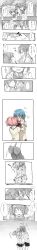 Rule 34 | 10s, 2girls, absurdres, bad id, bad pixiv id, blue eyes, blue hair, blush, breath, cold, comic, eye contact, hair ornament, hair ribbon, hairclip, hands on another&#039;s cheeks, hands on another&#039;s face, highres, holding hands, kaname madoka, kiss, long image, looking at another, mahou shoujo madoka magica, mahou shoujo madoka magica (anime), miki sayaka, monochrome, multiple girls, pink hair, ribbon, school uniform, short hair, short twintails, tall image, tiptoes, translated, trembling, twintails, yoplait, yuri