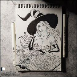 Rule 34 | 1girl, bare shoulders, breasts, candra, cleavage, dragon&#039;s crown, hat, large breasts, long hair, monochrome, sketchbook, sorceress (dragon&#039;s crown), witch hat