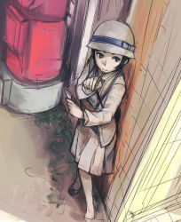Rule 34 | 1girl, :3, asakura tae, cardigan, cloche hat, devil summoner, flapper girl, haruhashi, hat, holding, jacket, long sleeves, looking to the side, notepad, outdoors, pen, shirt, shoes, short hair, skirt, solo, standing