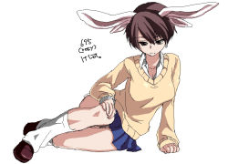 Rule 34 | 1girl, 695 (mukuko), animal ears, loose socks, original, rabbit ears, school uniform, serafuku, socks, solo, sweater