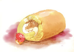 Rule 34 | animal, cake, chai (drawingchisanne), falling, food, food-themed creature, food focus, highres, no humans, original, pastry, sweets bird, swiss roll