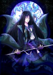 Rule 34 | 1other, adagumo no yaorochi, androgynous, bad id, bad twitter id, black background, black hair, black kimono, blue pants, blunt bangs, circle, closed eyes, closed mouth, coat, commentary, crying, english commentary, fingernails, frown, green coat, hair down, hakama, hakama pants, highres, holding, holding sword, holding weapon, japanese clothes, kimono, kneeling, len&#039;en, long hair, long sleeves, luo qiangwei, multiple tails, open clothes, open coat, other focus, pants, ribbon, single sidelock, sleeveless, sleeveless coat, snake tail, solo, straight hair, streaming tears, sword, tail, tears, weapon, white ribbon