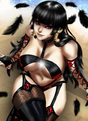 Rule 34 | 1girl, black hair, breasts, dead or alive, from above, jae haru, large breasts, long hair, nyotengu, solo