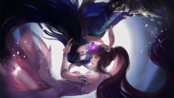 Rule 34 | animal ears, brown hair, closed eyes, couple, douluo dalu, glowing, hand on another&#039;s head, highres, holding head, light, long hair, ponytail, rabbit ears, spinning, tang san, very long hair, xiao wu (douluo dalu)