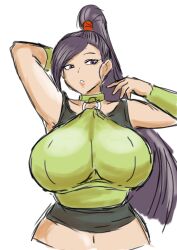 Rule 34 | 1girl, breasts, dragon quest, dragon quest xi, highres, huge breasts, long hair, martina (dq11), ponytail, solo