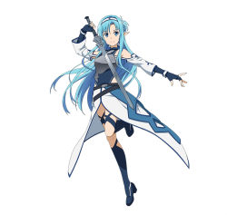 Rule 34 | asuna (sao), asuna (sao-alo), blue eyes, blue hair, blush, long hair, official art, sword, sword art online, tagme, warrior, weapon