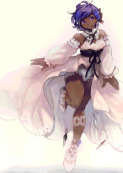 Rule 34 | 1girl, dark skin, dark-skinned female, dress, fate/grand order, fate/prototype, fate/prototype: fragments of blue and silver, fate (series), hair ornament, hairpin, hassan of serenity (fate), highres, idk-kun, official alternate costume, open clothes, open dress, pink dress, purple eyes, purple hair, short hair, smile, waltz in the moonlight