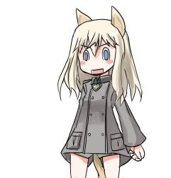 Rule 34 | 1girl, absurdres, animal ears, blonde hair, blue eyes, blush, highres, long hair, military, military uniform, msgtkurage, open mouth, ottilie kittel, strike witches, tail, thighs, uniform, world witches series