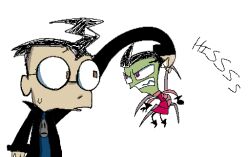 alien bad_tag black_gloves black_hair brown_eyes dib_(invader_zim) glasses gloves invader_zim meme purple_eyes shitpost zim_(invader_zim)