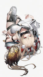 Rule 34 | 1girl, absurdres, animal ears, arknights, black gloves, blonde hair, breasts, female masturbation, gloves, highres, jewelry, large breasts, long hair, looking at viewer, masturbation, nearl (arknights), nearl the radiant knight (arknights), photo (object), ring, thighs, viviana (arknights), yellow eyes, yushe quetzalli