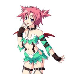 Rule 34 | blue eyes, chain, collar, fingerless gloves, gloves, pink hair, short hair, short twintails, succubus manabe, twintails, wrestle angels survivor