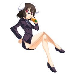 Rule 34 | 1girl, animal ears, ass, bare legs, black hair, carrot, chuunioniika, contemporary, crossed legs, flat chest, formal, full body, glasses, high heels, highres, inaba tewi, invisible chair, miniskirt, pencil skirt, pince-nez, pumps, rabbit ears, rabbit girl, rabbit tail, red eyes, short hair, side slit, sitting, skirt, skirt suit, solo, suit, sunglasses, tail, touhou, transparent background, upskirt