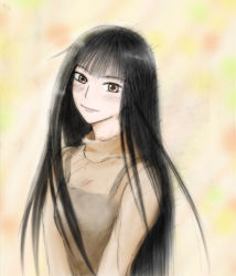 Rule 34 | black hair, brown eyes, kimi ni todoke, kuon kanata, kuronuma sawako, long hair, smile, very long hair