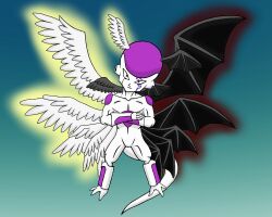 Rule 34 | 1boy, alien, angel wings, artist request, aura, demon wings, digimon, digimon frontier, dragon ball, facial tattoo, frieza, full body, glowing, highres, lucemon falldown mode, muscular, nakao ryuusei, pectorals, red eyes, tail, tattoo, voice actor connection, wings