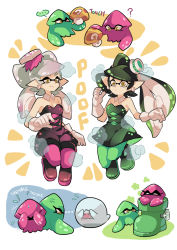 Rule 34 | + +, ..., ?, alternate hair length, alternate hairstyle, anger veig, anger vein, angry, ankle boots, black footwear, boo (mario), boots, breasts, brown eyes, callie (splatoon), cleavage, cloud, company connection, cosplay, costume switch, detached collar, dress, earrings, english text, flying teardrops, food, food on head, frown, ghost, gomipomi, green pantyhose, grey hair, holding, inkling, jewelry, kuribo&#039;s shoe, marie (splatoon), mario (series), medium breasts, mushroom, nintendo, object on head, one eye closed, pantyhose, purple pantyhose, shoes, short jumpsuit, splatoon (series), splatoon 1, spoken ellipsis, squid, strapless, strapless dress, super mario maker, sweatdrop, trembling, winding key