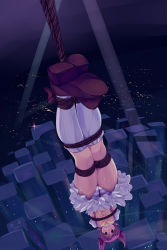 Rule 34 | 10s, 1girl, :3, bdsm, blush, bondage, bound, breasts, cityscape, cleave gag, cleft of venus, cloth gag, crotch rope, female focus, gag, gagged, highres, improvised gag, kaname madoka, magical girl, mahou shoujo madoka magica, mahou shoujo madoka magica (anime), maullarmaullar, panties, pantyshot, petticoat, pink eyes, pink hair, rope, shibari, shibari over clothes, short twintails, socks, solo, striped clothes, striped panties, suspension, sweatdrop, tears, torture, twintails, underwear, upside-down, upskirt, when you see it