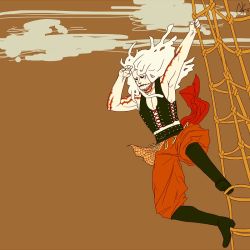 Rule 34 | 1boy, boots, full body, heat (one piece), male focus, one piece, rope, sash, scar, solo, tattoo, vest, white hair, wind