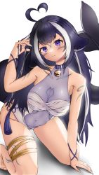 Rule 34 | 1girl, :3, absurdres, ahoge, animal ears, arm tattoo, bell, belt collar, black hair, blue collar, blush, breasts, cetacean tail, chest tattoo, cleavage, collar, commentary, covered navel, english commentary, facial tattoo, fins, fish tail, heart, heart ahoge, highres, indie virtual youtuber, jingle bell, large breasts, leg tattoo, long hair, looking at viewer, multicolored hair, navel, one-piece swimsuit, orca girl, purple eyes, see-through, see-through cleavage, see-through swimsuit, shylily, shylily (3rd costume), stomach, streaked hair, swimsuit, tail, tattoo, thigh strap, virtual youtuber, white hair, white one-piece swimsuit, yimles