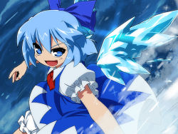 Rule 34 | bad id, bad pixiv id, blue eyes, blue hair, bow, cirno, embodiment of scarlet devil, short hair, solo, tonbi, touhou, wings