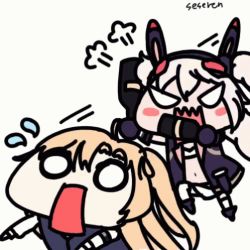 angry animated animated_gif azur_lane chasing cleveland_(azur_lane) laffey_(azur_lane) lowres multiple_girls running seseren