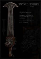 Rule 34 | azure meraki, commentary, dated, english commentary, english text, highres, no humans, original, ornate weapon, signature, sword, weapon, weapon focus
