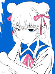 Rule 34 | 1girl, blue eyes, claudina skylark (mousugu natsuyasumi! 2), mousugu natsuyasumi! 2, nakaharariru, school uniform, serafuku, solo