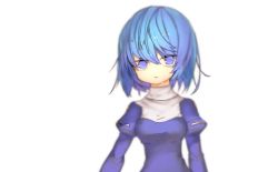 Rule 34 | 1girl, bags under eyes, blue dress, blue eyes, blue hair, blue theme, blurry, bob cut, breasts, closed mouth, dress, expressionless, female focus, juliet sleeves, long sleeves, looking at viewer, matching hair/eyes, medium breasts, oyama yoihaya, priest (ragnarok online), puffy sleeves, ragnarok online, short hair, sidelocks, simple background, solo, standing, white background