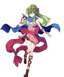 Rule 34 | 1girl, alternate costume, armor, boots, breastplate, brown footwear, cape, dress, female focus, fire emblem, fire emblem: mystery of the emblem, fire emblem heroes, full body, gold trim, green eyes, green hair, highres, jewelry, long hair, looking at viewer, matching hair/eyes, necklace, necomi, nintendo, non-web source, official alternate costume, official art, pink dress, pointy ears, ponytail, short dress, sleeveless, smile, solo, standing, stone, tiara, tiki (fire emblem), tiki (young) (fire emblem), transparent background