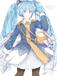 Rule 34 | 1girl, absurdly long hair, absurdres, anniversary, aqua eyes, aqua hair, artist name, artist request, band uniform, beamed eighth notes, black pantyhose, blue bow, blue eyes, blue hair, boots, bow, eighth note, epaulettes, female focus, french horn, gloves, hair between eyes, hair ornament, hat, hat feather, hatsune miku, highres, instrument, long hair, mini hat, musical note, pantyhose, red bow, ribbon, snowflake print, solo, twintails, very long hair, vocaloid, white footwear, white gloves, yuki miku, yuki miku (2020)