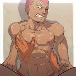 Rule 34 | 2boys, abs, bara, inazuma eleven (series), male focus, multicolored hair, multiple boys, muscular, nikism, outdoors, pectorals, pov, topless male, straddling, tagme, yaoi