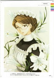 00s 1girl brown_eyes brown_hair emma emma_(victorian_romance_emma) glasses highres maid solo victorian_romance_emma