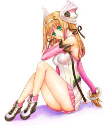 Rule 34 | 00s, 1girl, ar tonelico, ar tonelico i, ass, aurica nestmile, blush, boots, breasts, elbow gloves, gloves, green eyes, gust, hairband, long hair, orange hair, ribbon, sitting, skirt, solo